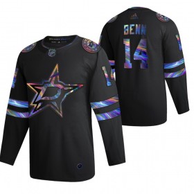 Dallas Stars Jamie Benn 14 2021-22 Iriserend holografisch Zwart Authentic Shirt - Mannen